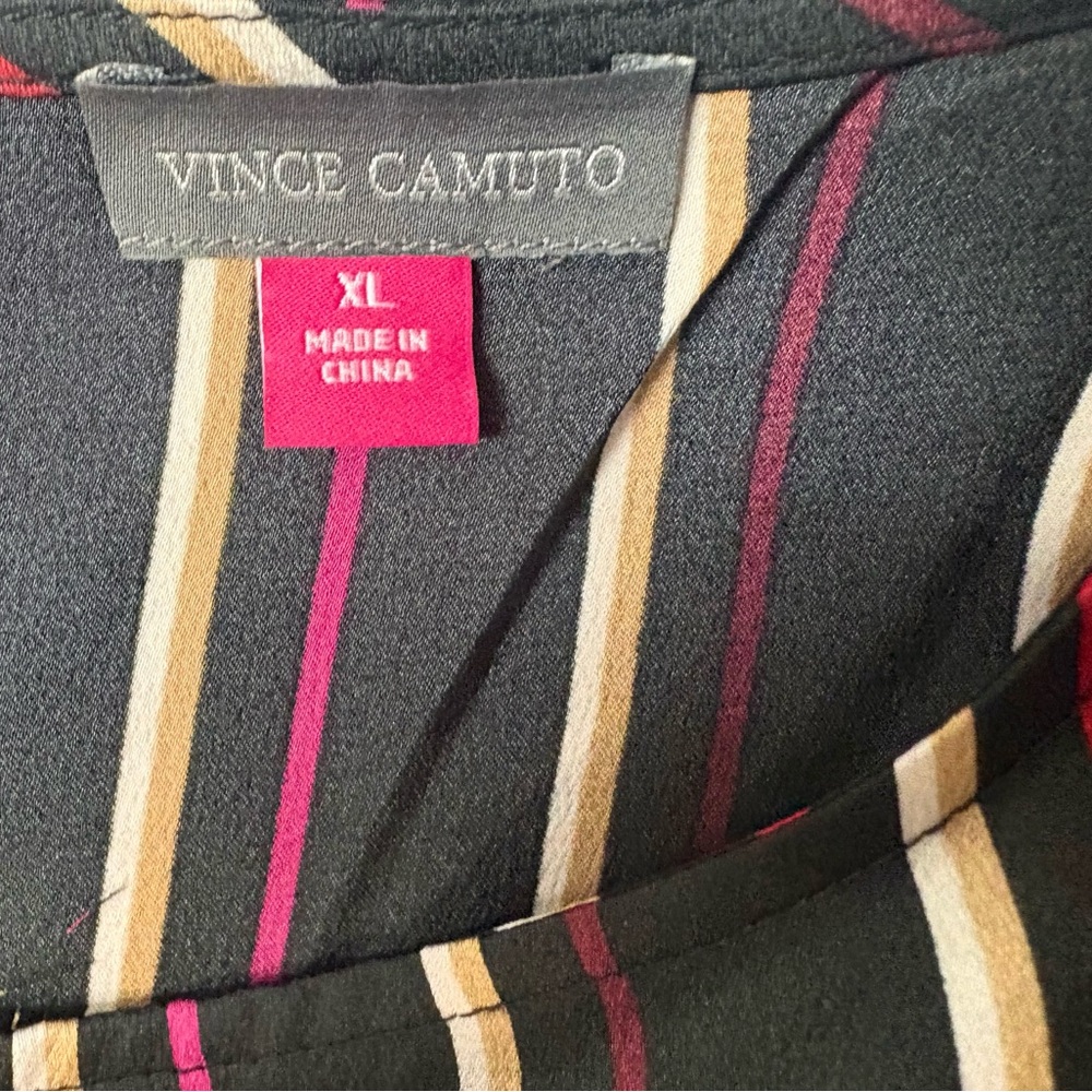 Vince Camuto Striped Black and Red Women's Top - Picture 5 of 9